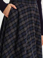 Plaid Tweed Midi Skirt