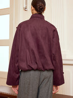 Suede Effect Cropped Trench Jacket