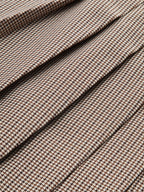 Buckle Detail Houndstooth Pleated Midi Skirt