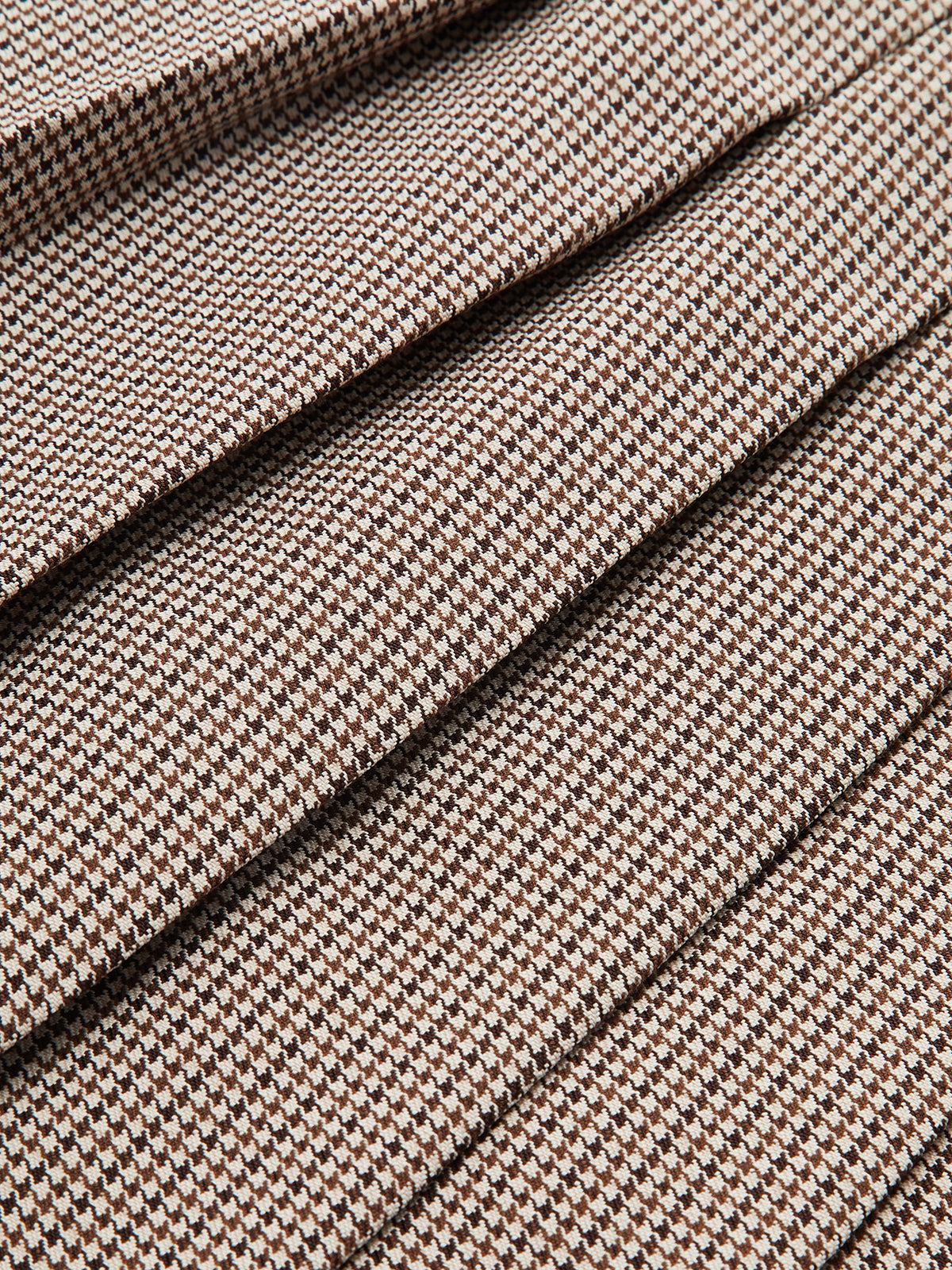 Buckle Detail Houndstooth Pleated Midi Skirt