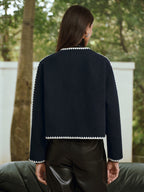 Contrast Scallop Trim Tweed Jacket