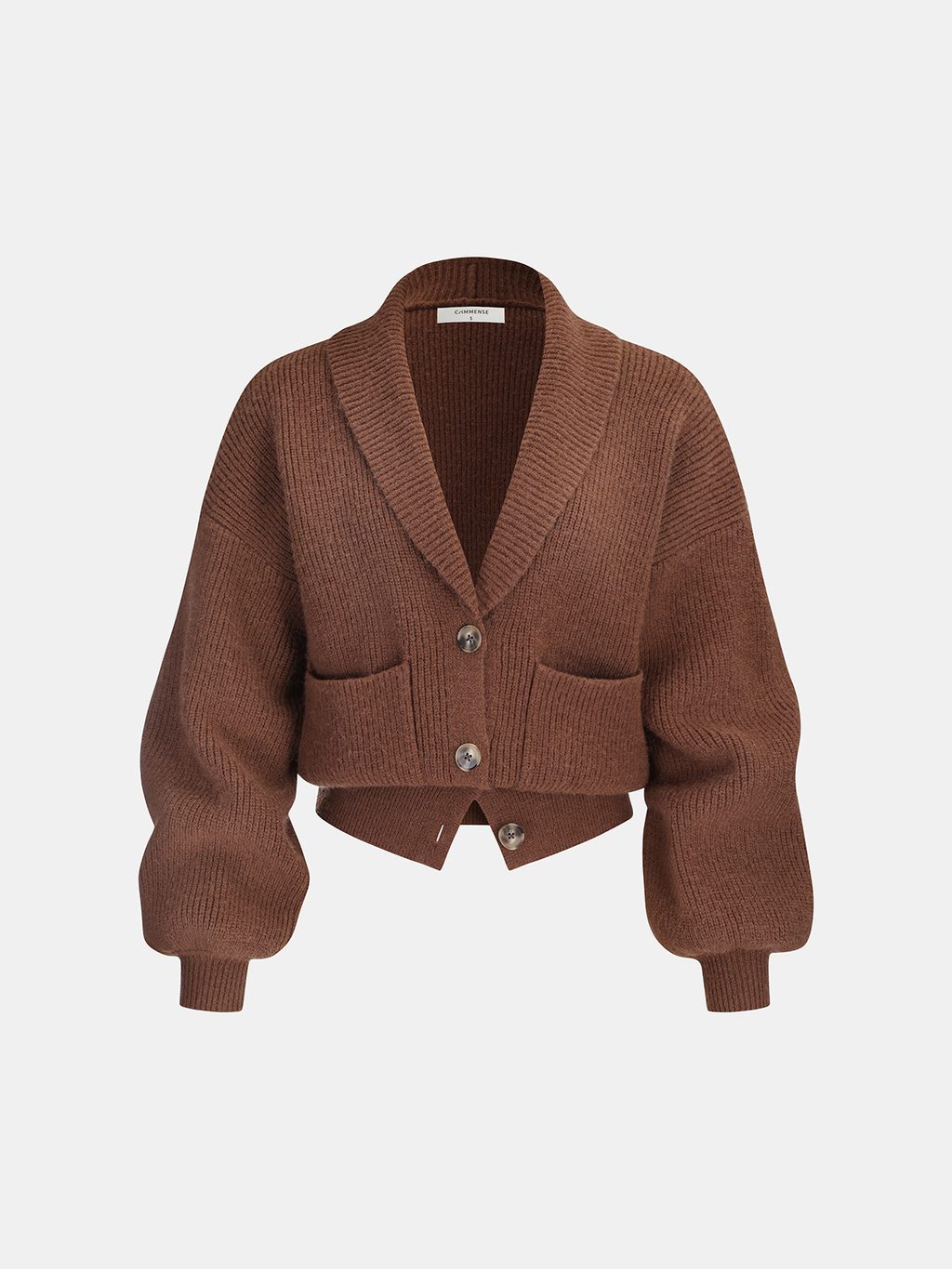 Ribbed Knit Cropped Shawl Collar Cardigan