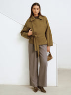 Belted Faux Cashmere Collared Coat