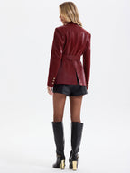 Belted Crocodile-Embossed Blazer