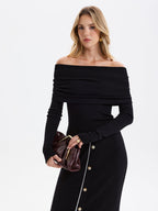 Wool-Blend Off-Shoulder Knit Top