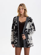 Cow Print Faux Mink Fur Cardigan