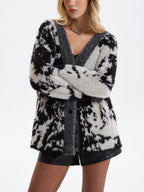 Cow Print Faux Mink Fur Cardigan