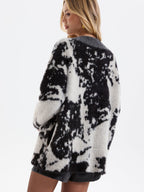 Cow Print Faux Mink Fur Cardigan