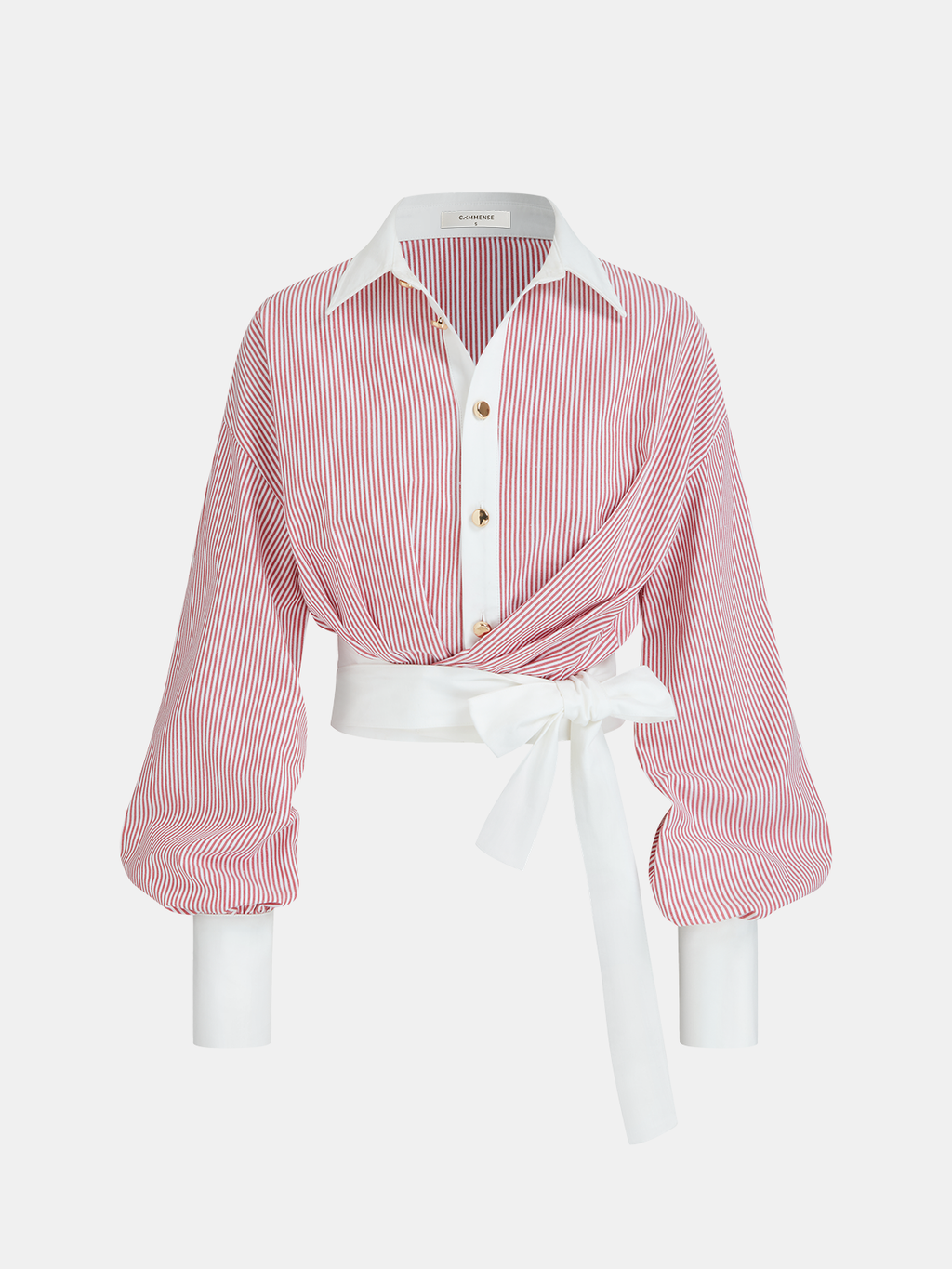 Color-Block Striped Tie-Waist Shirt