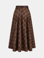 Belted Plaid A-Line Skirt