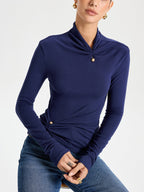 Slim Fit Soft Touch Long Sleeve T-shirt with Metal Pin