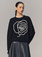 Floral Applique Crew Neck Sweater