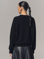 Floral Applique Crew Neck Sweater