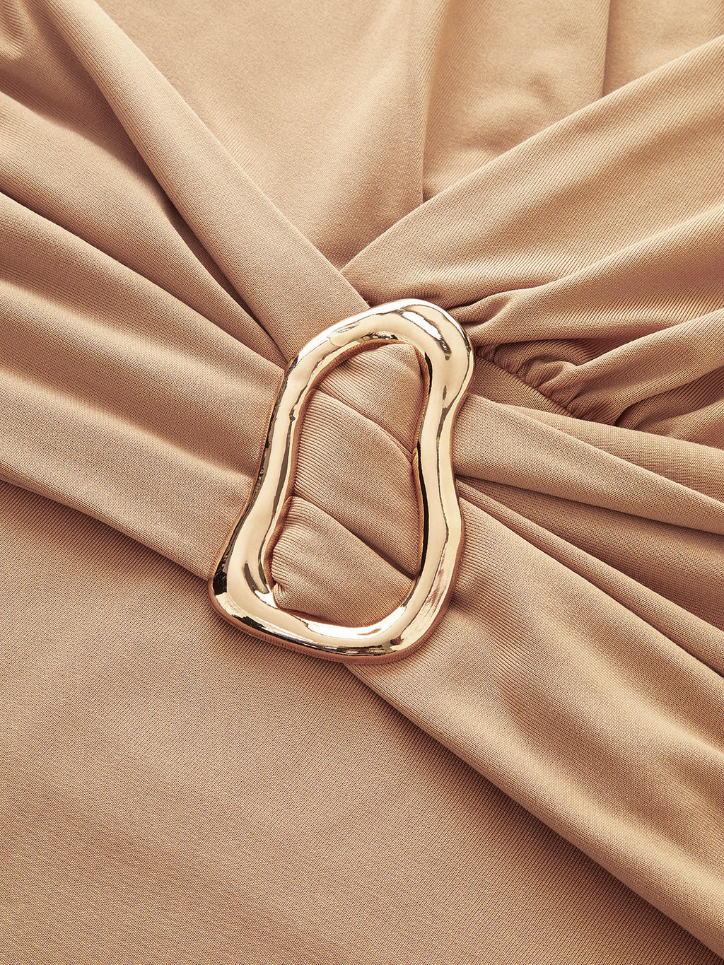 Deep V-Neck Buckle Detail Long Sleeve Bodysuit