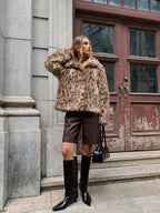 Leopard Print Faux Fur Coat