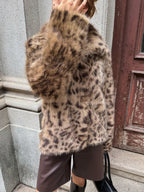 Leopard Print Faux Fur Coat