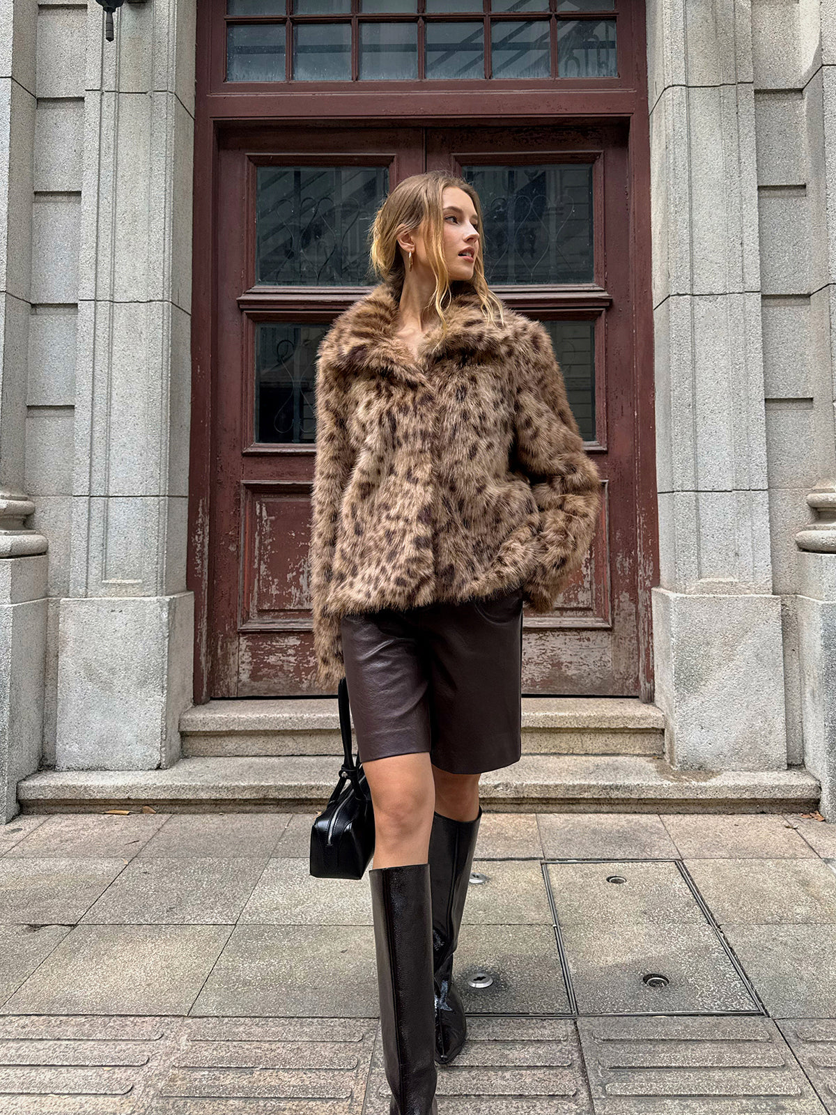 Leopard Print Faux Fur Coat