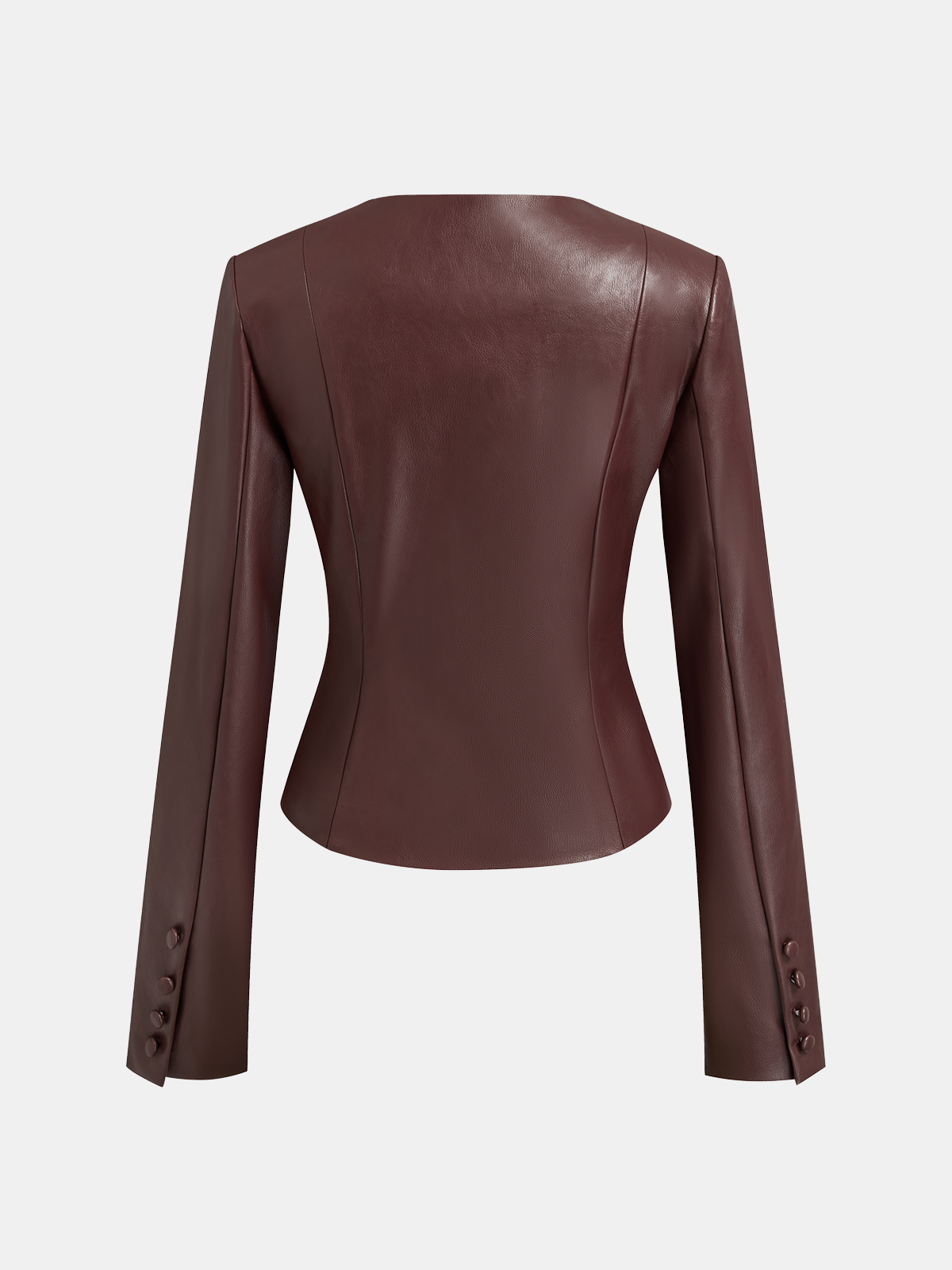 Frog-Closure Faux Leather Blazer