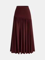 Ruched A-Line Midi Skirt