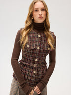 Belted Tweed Sleeveless Vest