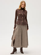 Belted Tweed Sleeveless Vest