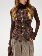 Belted Tweed Sleeveless Vest