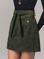 Corduroy Belted Mini Skirt
