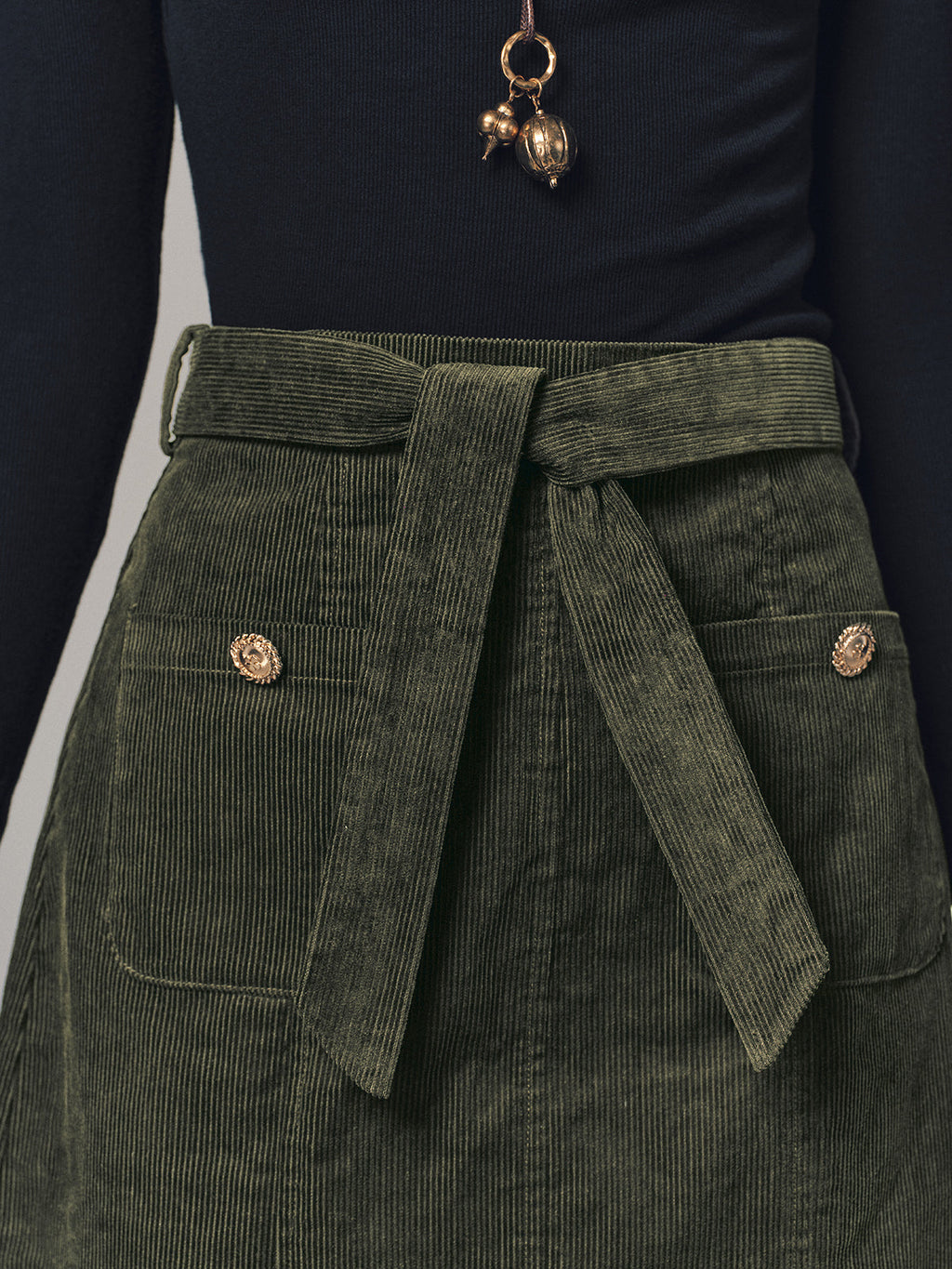 Corduroy Belted Mini Skirt