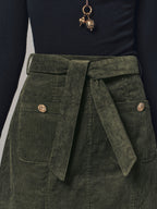 Corduroy Belted Mini Skirt