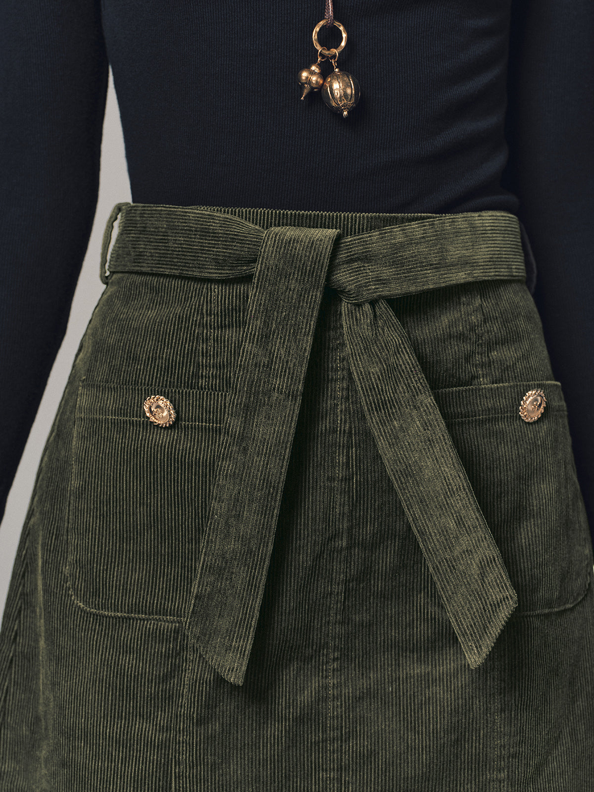 Corduroy Belted Mini Skirt
