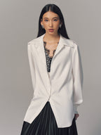 2 in 1 Contrast Lace Satin Shirt