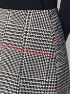 Double Belt Accent Houndstooth Mini Skirt