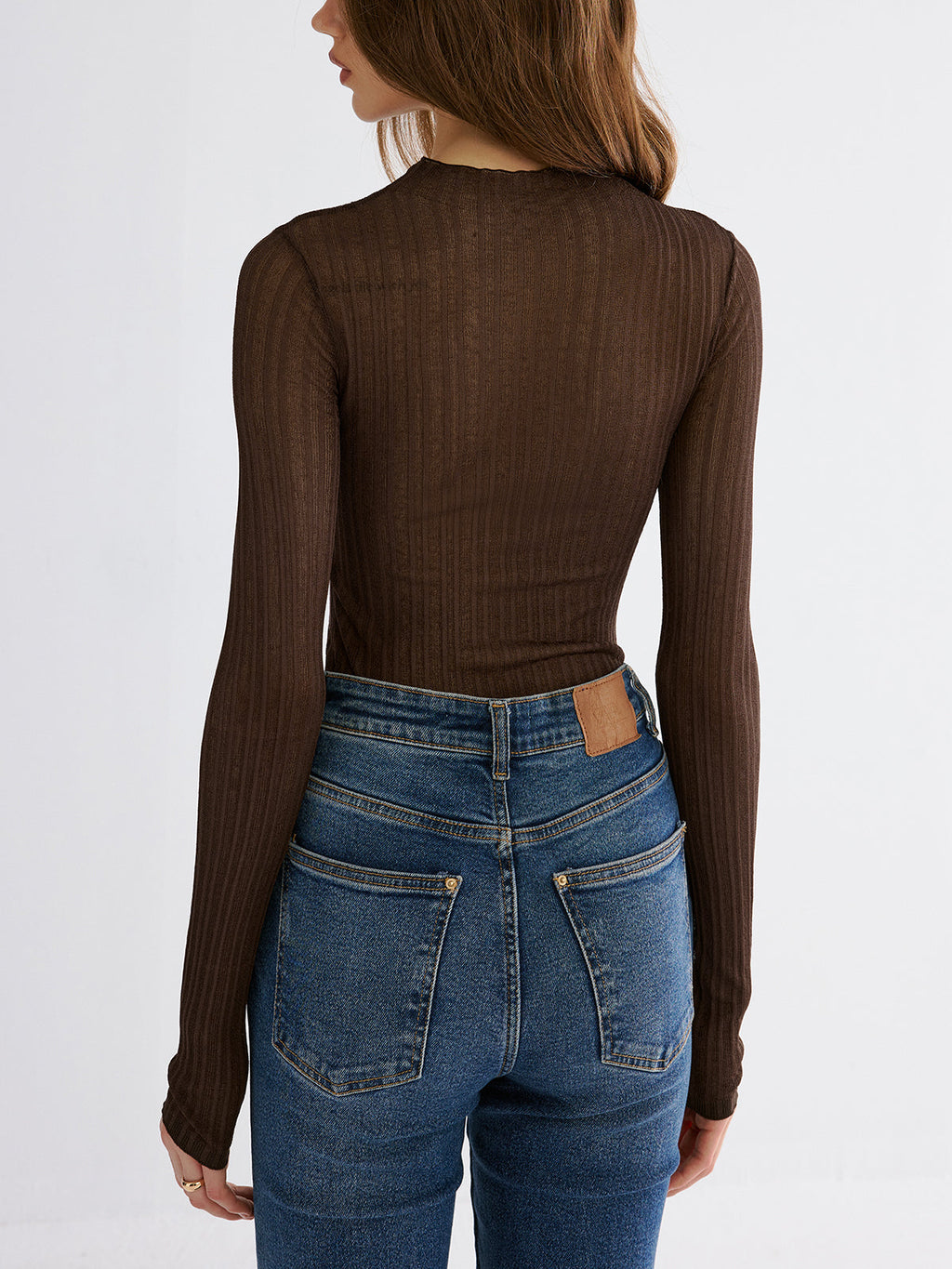 Mock Neck Contrast Mesh Top
