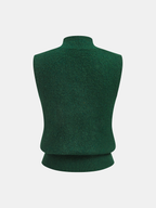 Metal Detail Mock Neck Wool Blend Vest