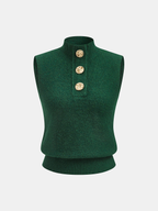 Metal Detail Mock Neck Wool Blend Vest