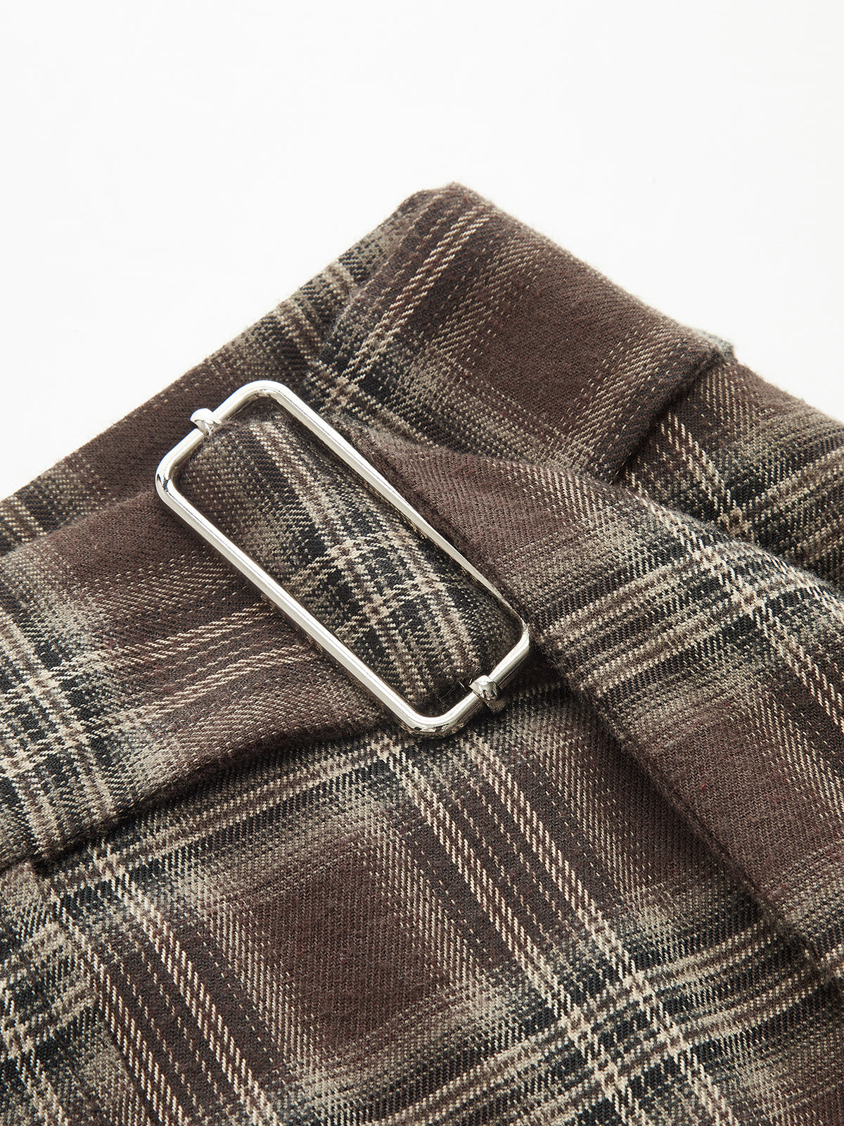Plaid Asymmetric Pleated Maxi Skirt