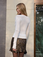 Wool Blend V-Neck Ruffled Knit Top