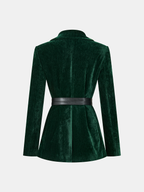 Velvet Belted Metal Button Blazer