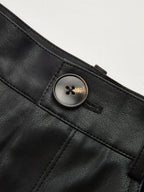Faux Leather Panel Suede Effect Midi Skirt