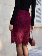 Floral Lace Midi Skirt