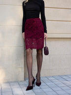 Floral Lace Midi Skirt