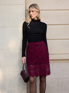 Floral Lace Midi Skirt