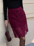 Floral Lace Midi Skirt