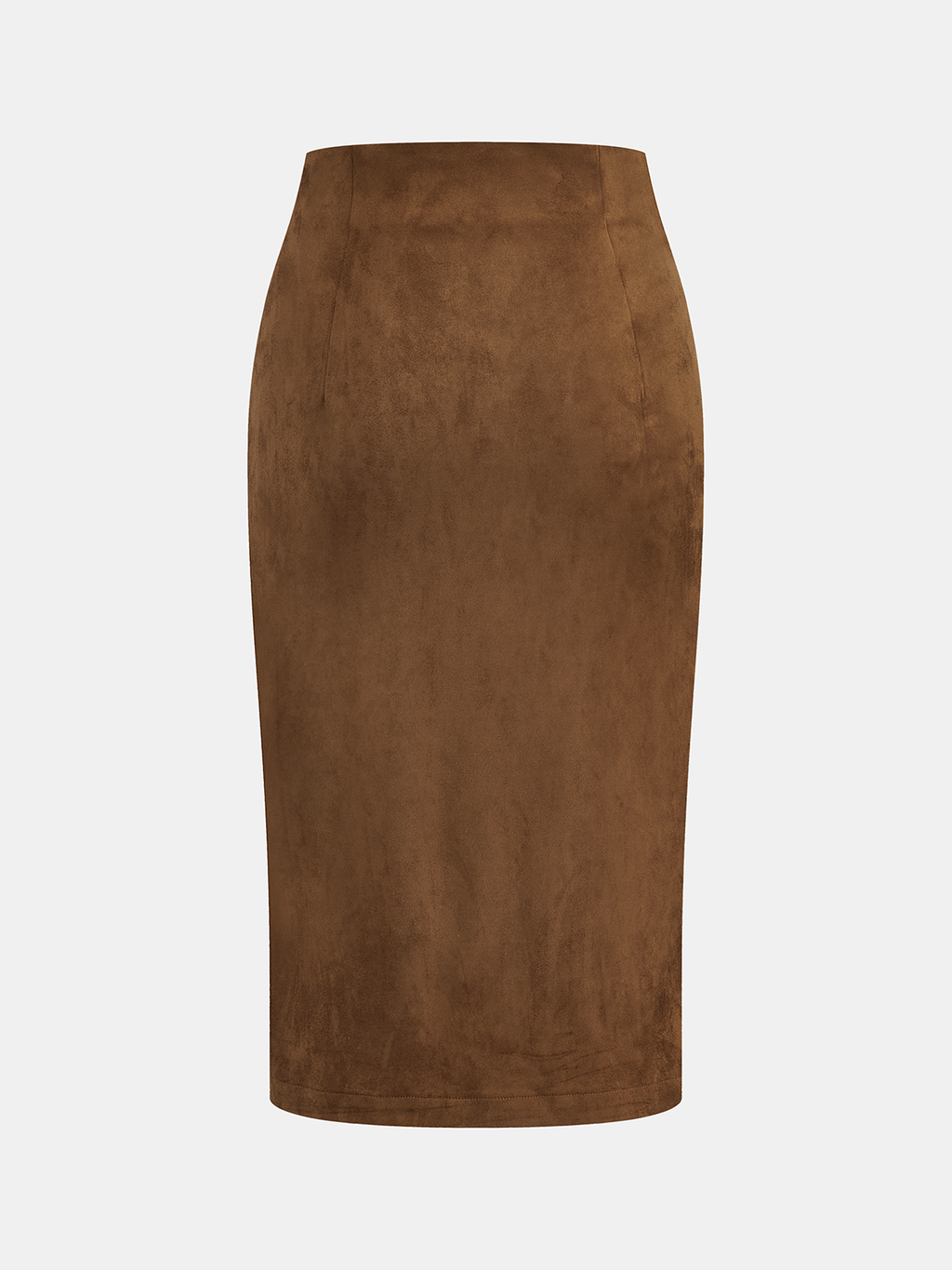 Waist-Cinching Leather-Paneled Suede Wrap Midi Skirt