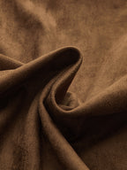 Waist-Cinching Leather-Paneled Suede Wrap Midi Skirt
