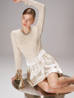 Satin Effect Panel Textured Mini Dress