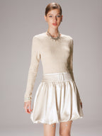 Satin Effect Panel Textured Mini Dress