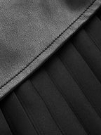 Faux Leather Ruched Pleated Mini Skirt