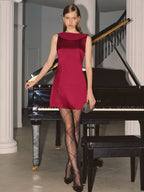 Cowl Neck Backless Satin Mini Dress