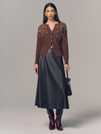 Pearl Embellished Wool Blend Cardigan